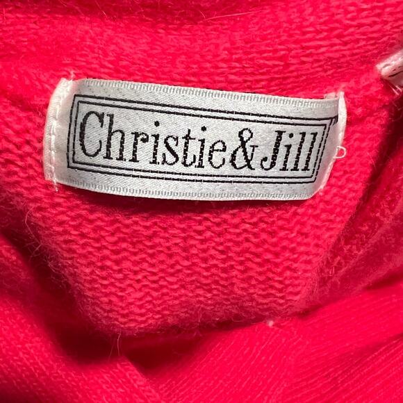 Christie & Jill Red Lambswool Angora Mock Neck Sweater with Button Detail Large - Picture 6 of 9